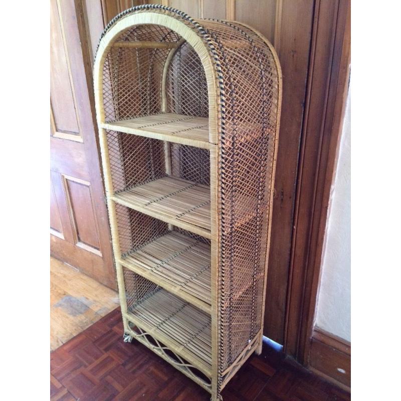 Wicker shelving unit