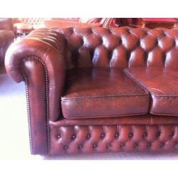 Antique Brown Leather Chesterfield 2 seater sofa