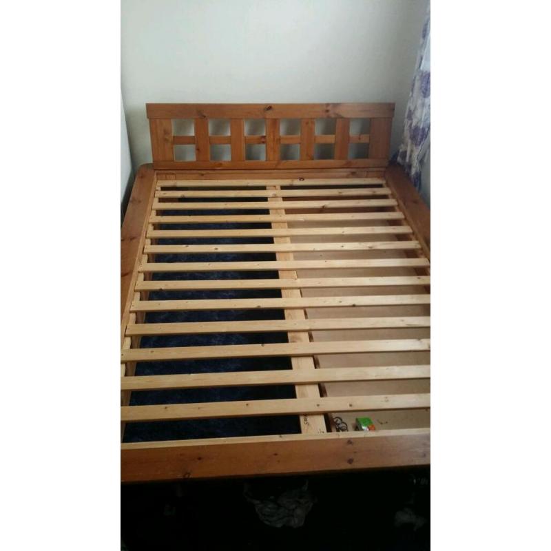 Solid Pine King Size Bed with Mattress