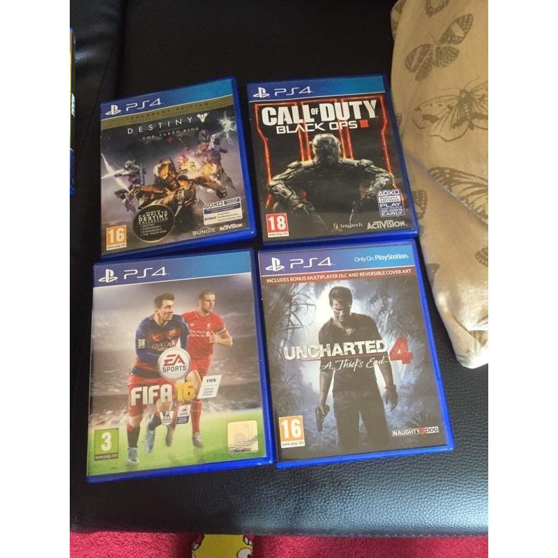 PlayStation 4 1TB Unchartered edition. One controller plus charger cable. 4 games