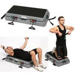 Aerobics step with built in resistance bands