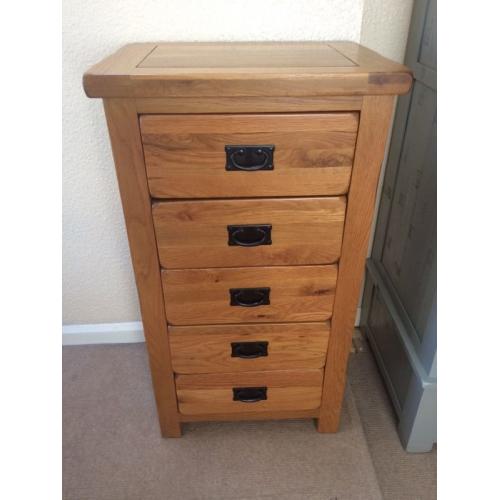 Solid oak wood chest of drawers