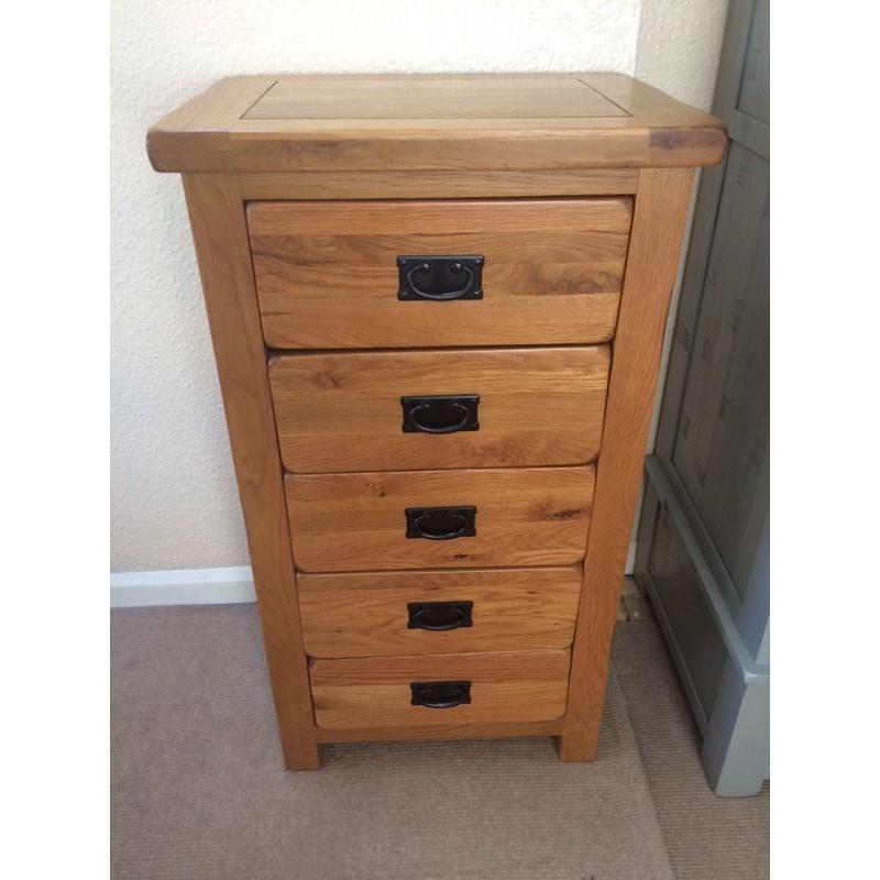 Solid oak wood chest of drawers