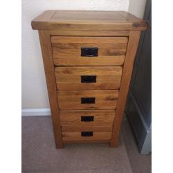 Solid oak wood chest of drawers