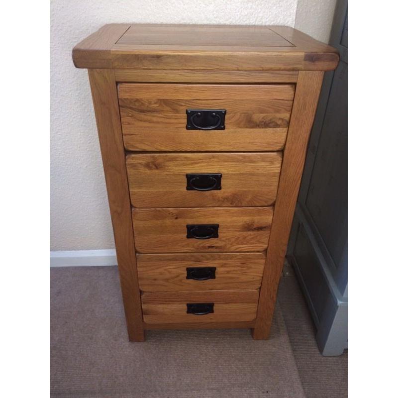 Solid oak wood chest of drawers