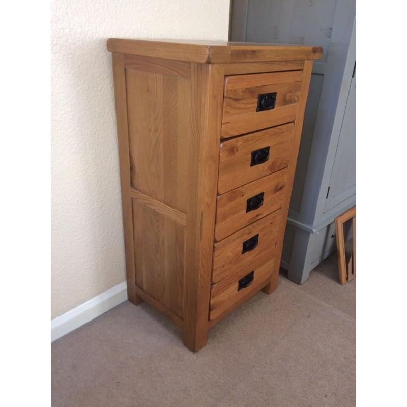 Solid oak wood chest of drawers