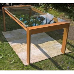 A Sample Tallisto 180 cm Designer Oak and Glass Dining Table.