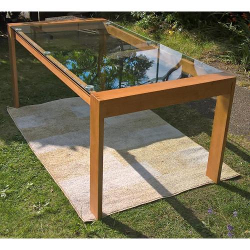A Sample Tallisto 180 cm Designer Oak and Glass Dining Table.
