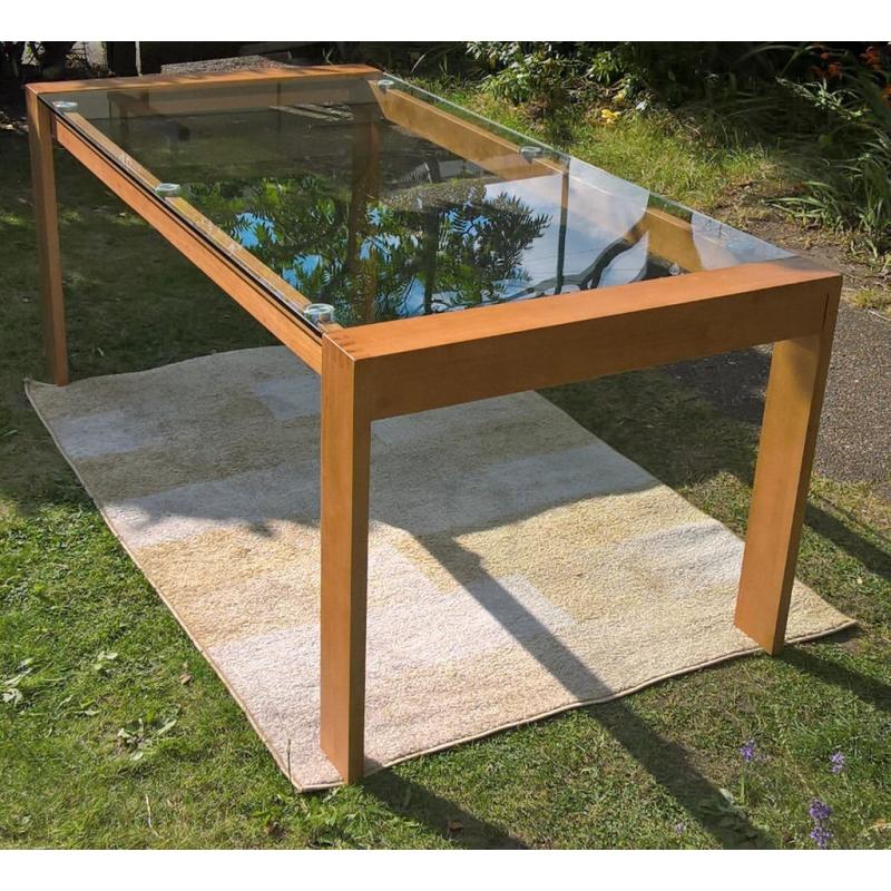 A Sample Tallisto 180 cm Designer Oak and Glass Dining Table.