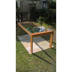 A Sample Tallisto 180 cm Designer Oak and Glass Dining Table.