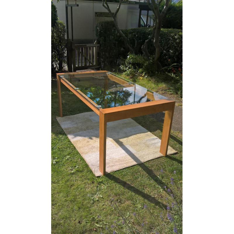 A Sample Tallisto 180 cm Designer Oak and Glass Dining Table.