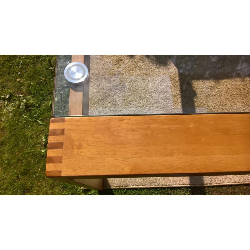 A Sample Tallisto 180 cm Designer Oak and Glass Dining Table.