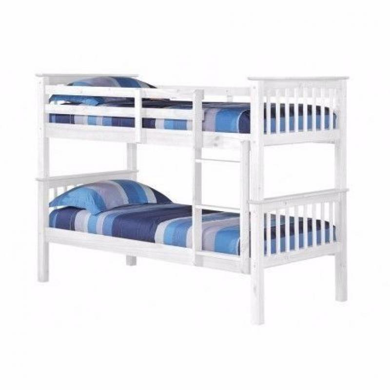 WOODEN BUNK BED AVAILABLE IN 2 COLOUR PINE WOODEN &WHITE COLOUR