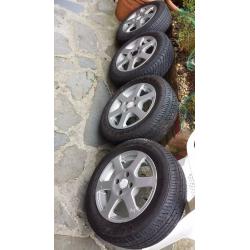 Proton Honda Kia Mini MG Rover Mitsubishi Daihatsu alloy wheels + 4 brand new tyres