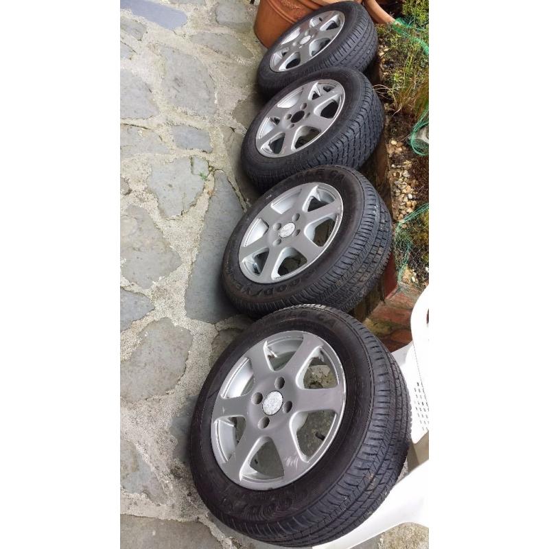 Proton Honda Kia Mini MG Rover Mitsubishi Daihatsu alloy wheels + 4 brand new tyres