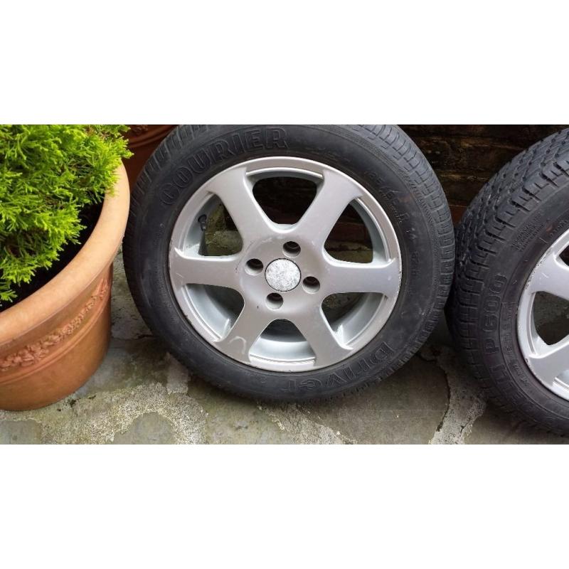 Proton Honda Kia Mini MG Rover Mitsubishi Daihatsu alloy wheels + 4 brand new tyres