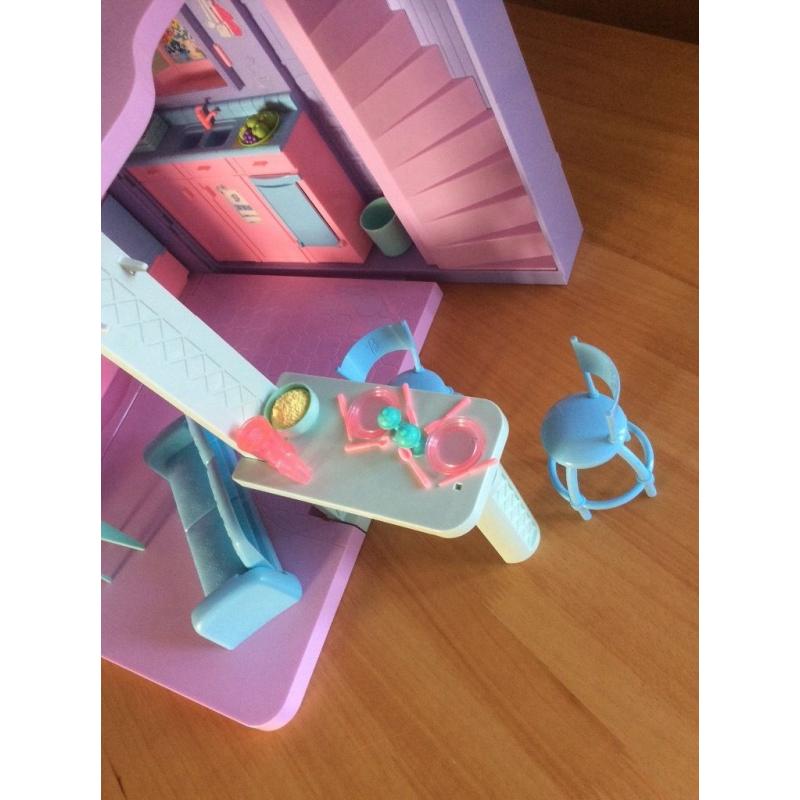 Fold out Barbie house with all original accessories