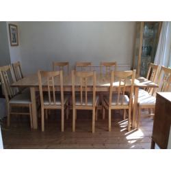 Dinning table and 10 chairs