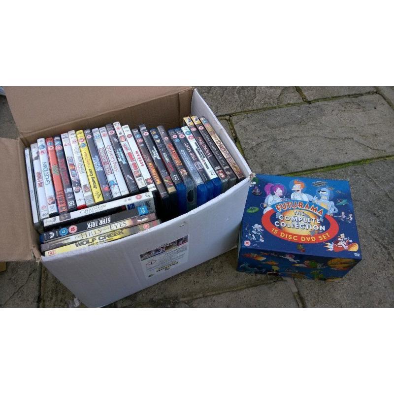 Box of 50+ DVDs. Futurama box set.