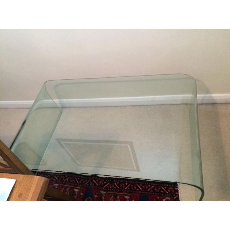 Solid glass CARGO coffee table and nest of three glass side tables