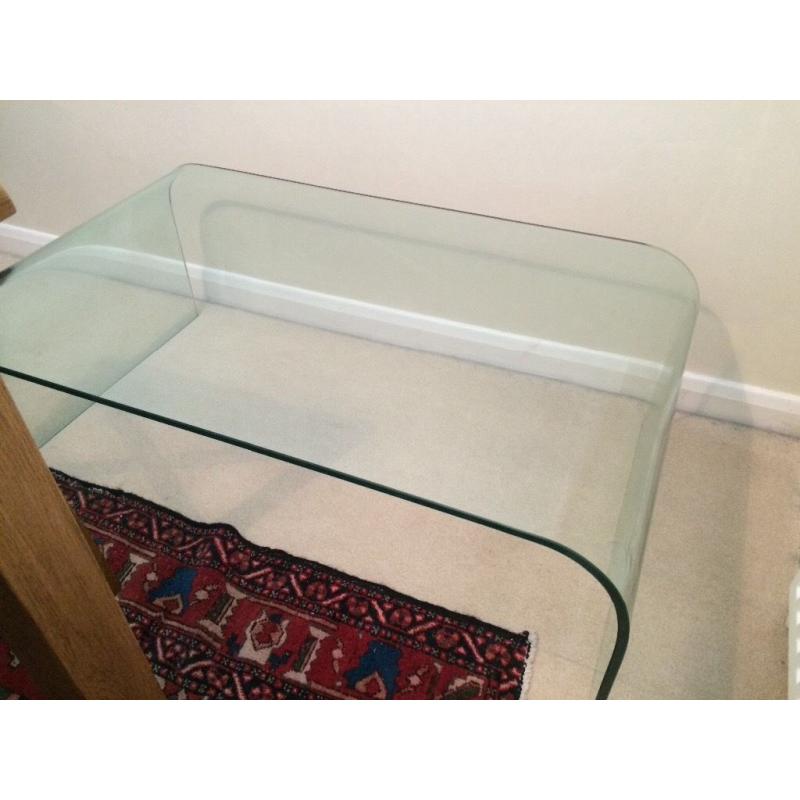 Solid glass CARGO coffee table and nest of three glass side tables