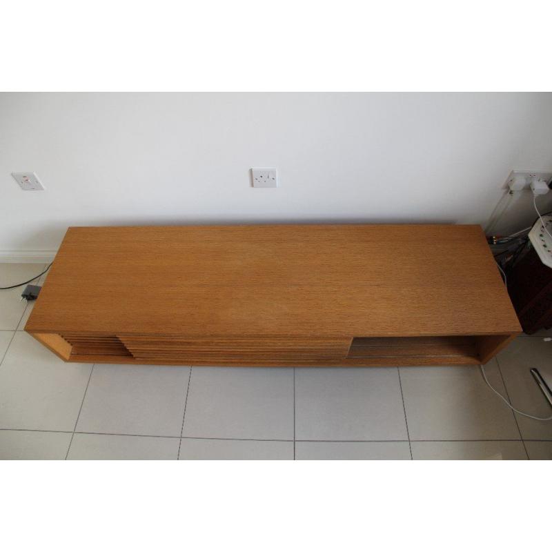Low solid oak TV cabinet