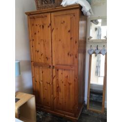 Solid pine double wardrobe