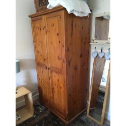 Solid pine double wardrobe