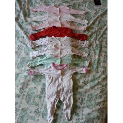 0-3 month bundle of girls sleep suits and vests