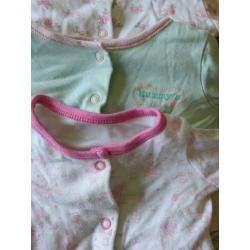 0-3 month bundle of girls sleep suits and vests
