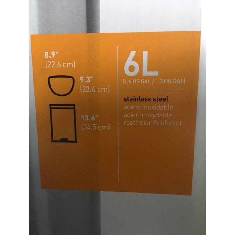 SIMPLEHUMAN 6LITRE ROUND PEDAL BIN