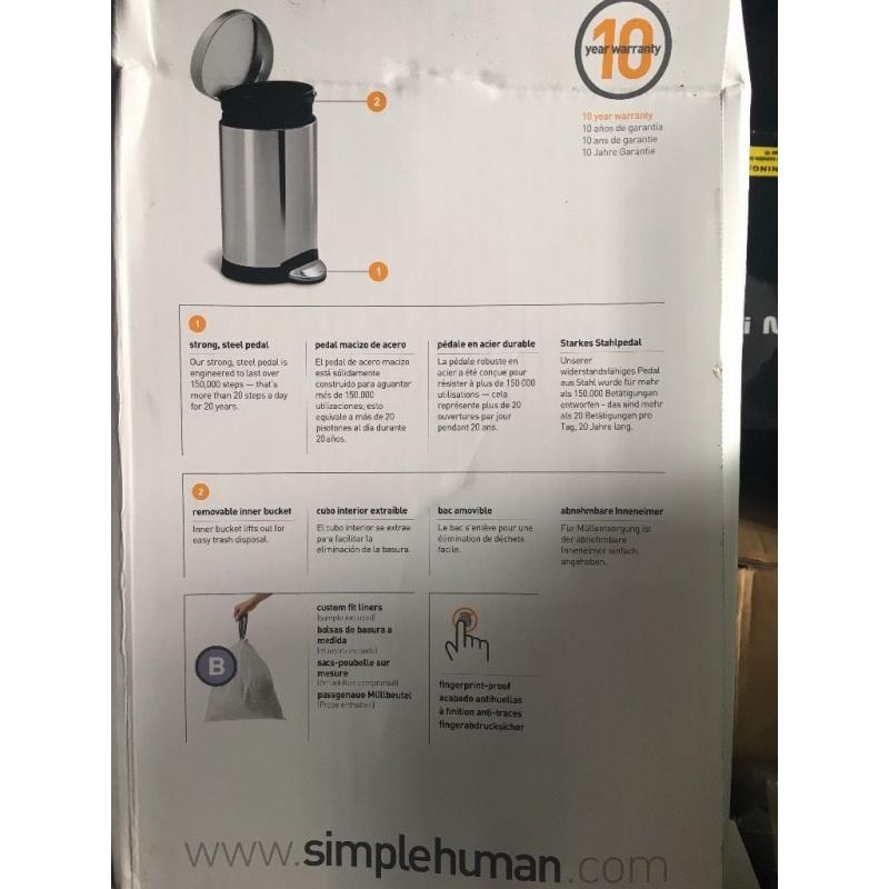 SIMPLEHUMAN 6LITRE ROUND PEDAL BIN