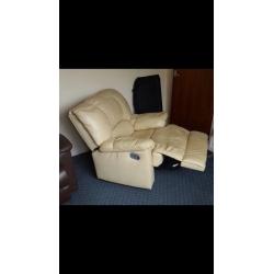 Cream and brown leather recliners