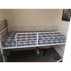 IKEA white loft bed. Perfect for storage.