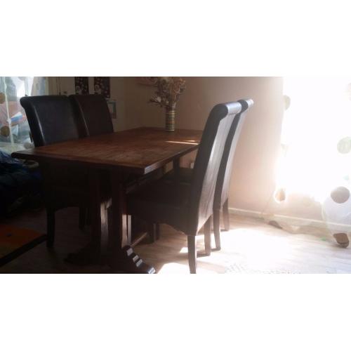 Old Church style dining table and four chairs