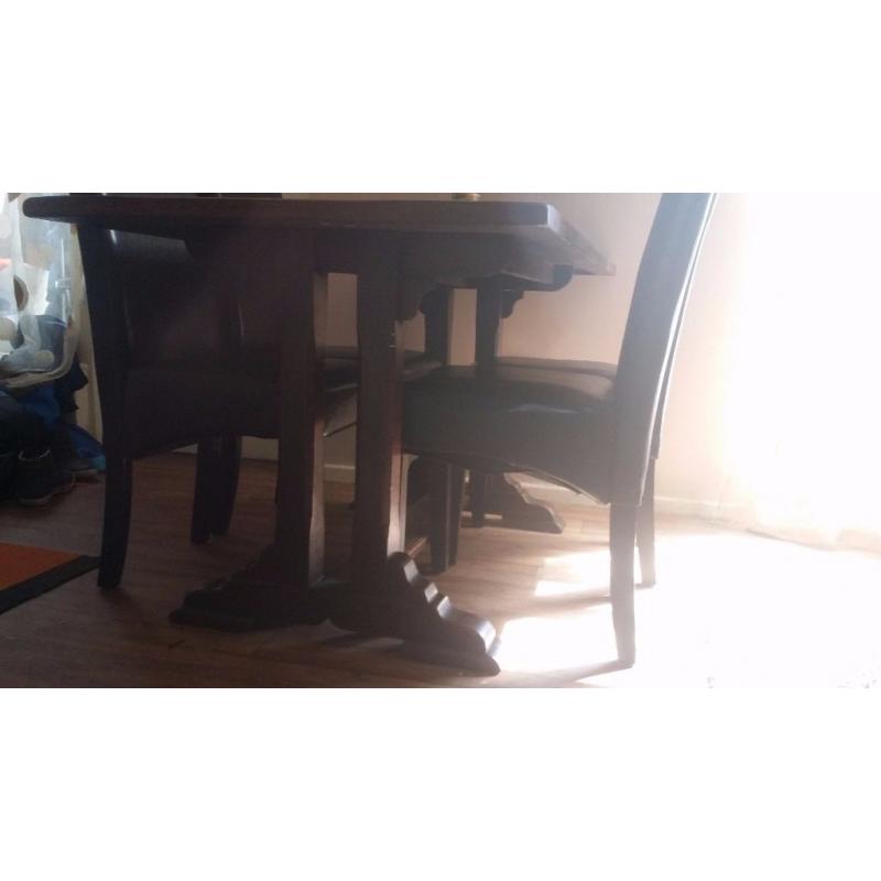 Old Church style dining table and four chairs