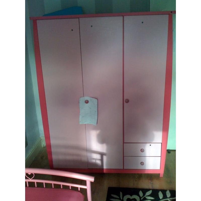 3 DOORS PINK WARDROBE