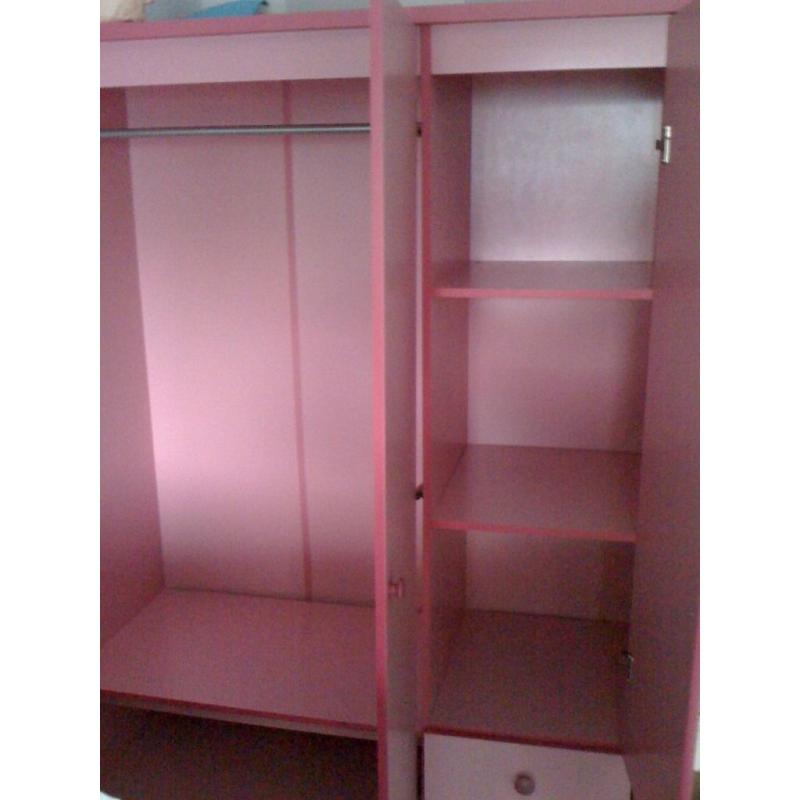 3 DOORS PINK WARDROBE