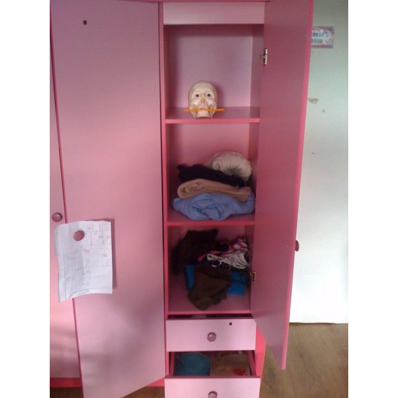 3 DOORS PINK WARDROBE
