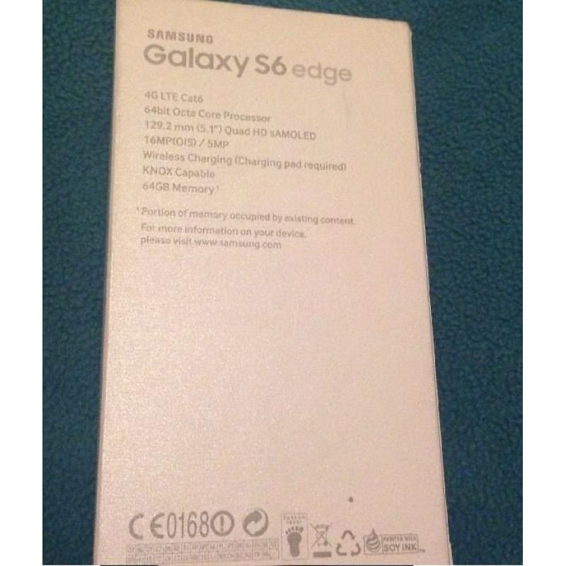 Samsung Galaxy S6 Edge 64GB Black. Brand New unopened box, SIM FREE (unlocked) android phone s7