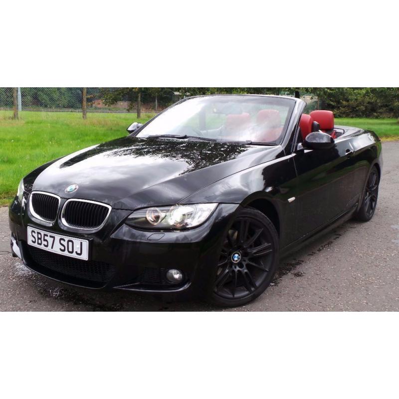 2007 57 BMW 320I M SPORT CONVERTIBLE BLACK RED LEATHER (PART EX WELCOME)***FINANCE AVAILABLE***