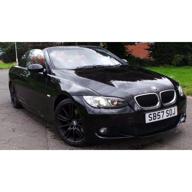 2007 57 BMW 320I M SPORT CONVERTIBLE BLACK RED LEATHER (PART EX WELCOME)***FINANCE AVAILABLE***
