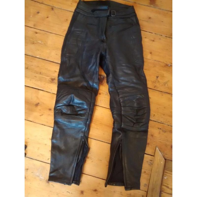Ladies Black Leather Rhino Motorbike Trousers