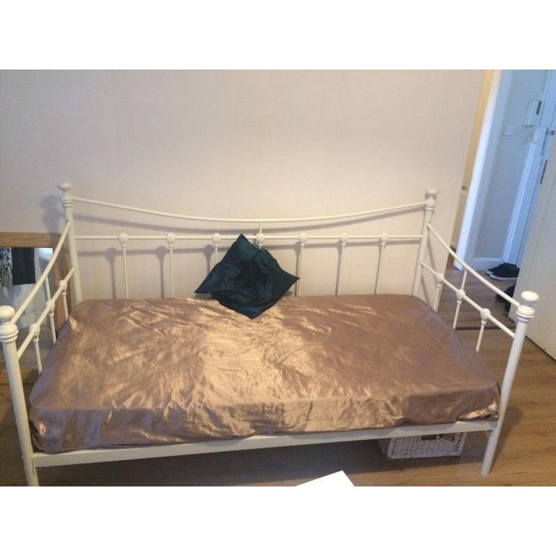 White metal Day bed and mattress