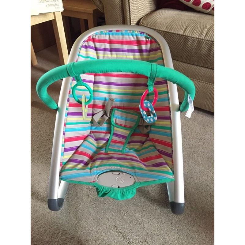 Mothercare baby bouncer seat with music, vibration and gym.
