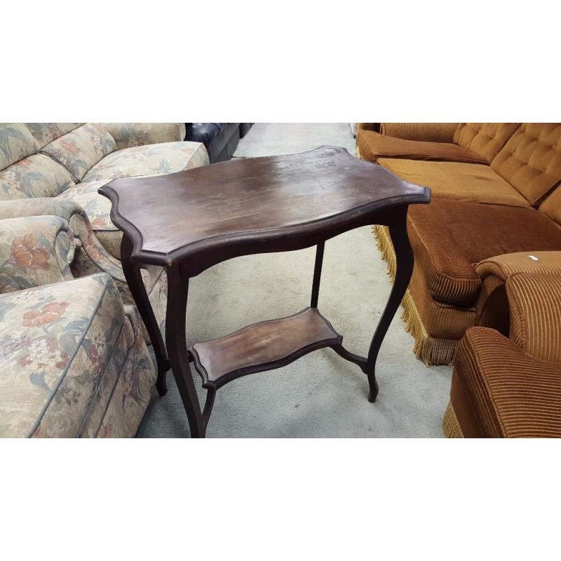 Rounded Corner Dark Wood Console Table in Good Condition