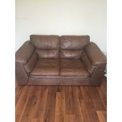 Brown leather sofa