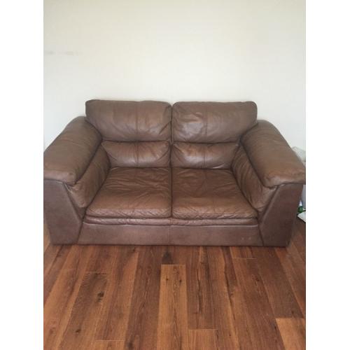 Brown leather sofa