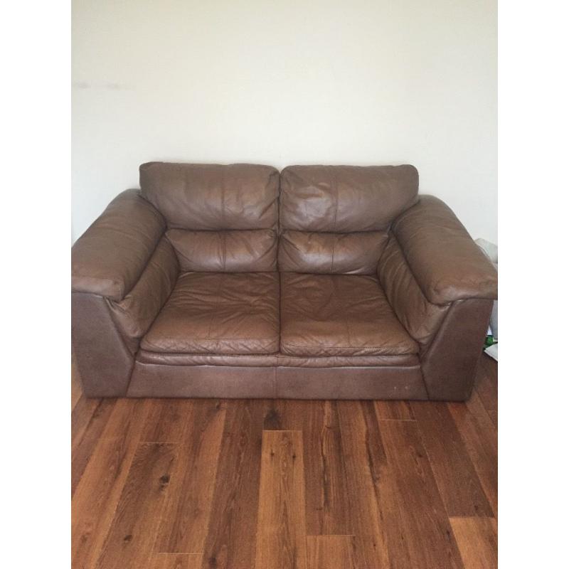 Brown leather sofa
