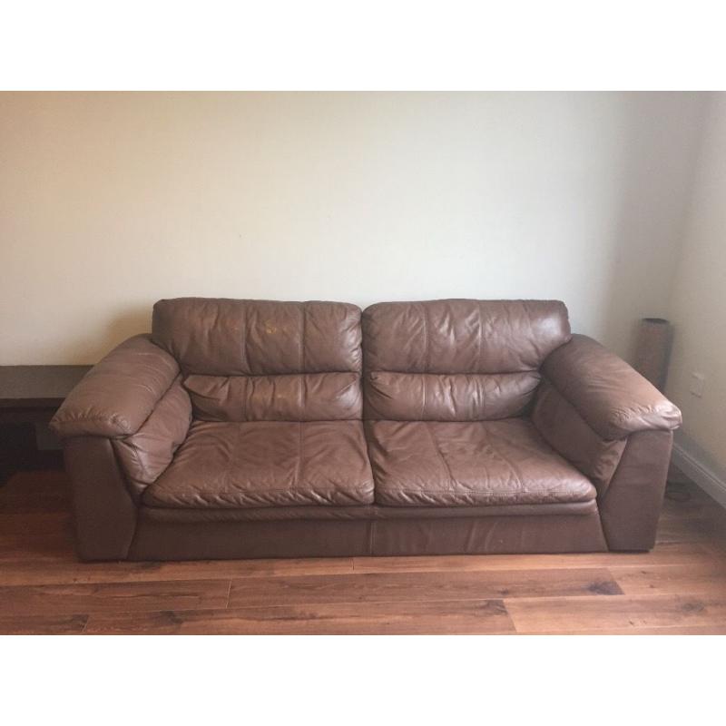 Brown leather sofa